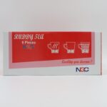 كاسات شاي زجاج شفافة مع يد عدد 6