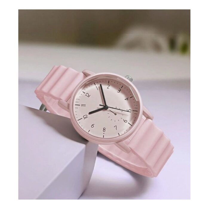 ⁦ساعة يد سيليكون للنساء لون زهري⁩ - الصورة ⁦2⁩