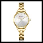 ساعة CURREN ستانلس ستيل ستاتي لون ذهبي قاعده بيضا