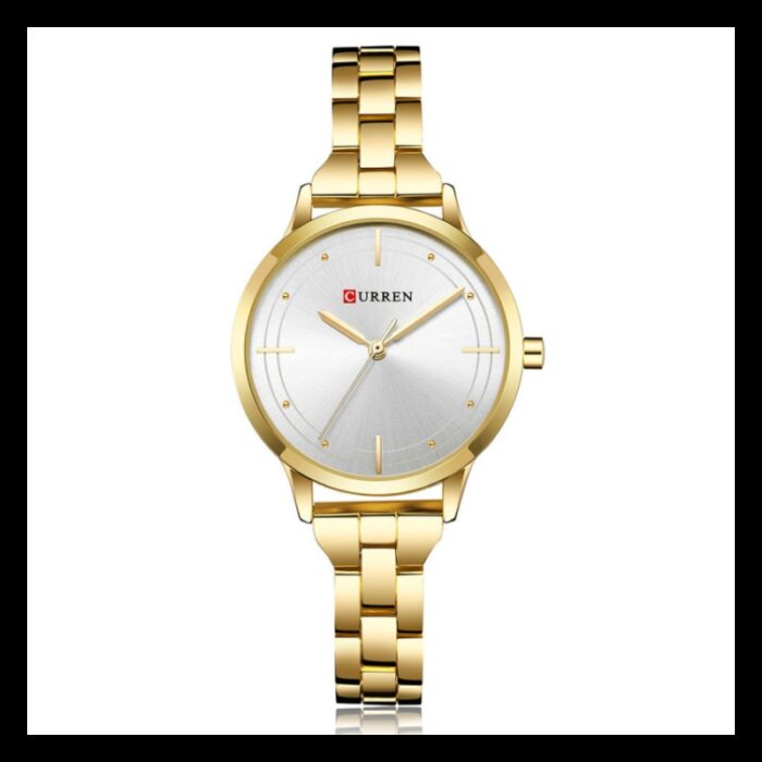 1033752367_67facfae571a1 ساعة CURREN ستانلس ستيل ستاتي لون ذهبي قاعده بيضا - الصورة 1