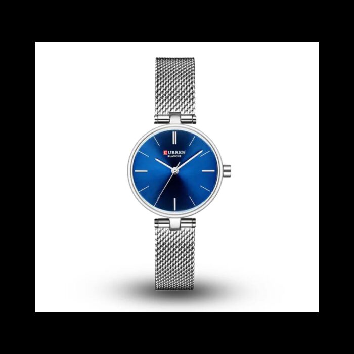 ⁦ساعة CURREN ستانلس ستيل ستاتي لون فضي -كحلي⁩ - الصورة ⁦2⁩