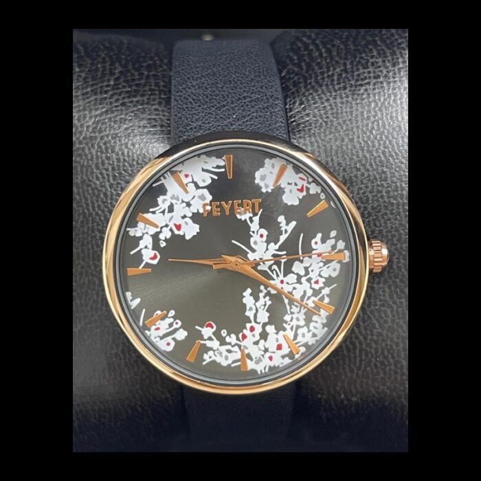 ⁦ساعه FEYERT ستاتي جلد لون اسود⁩ - الصورة ⁦1⁩