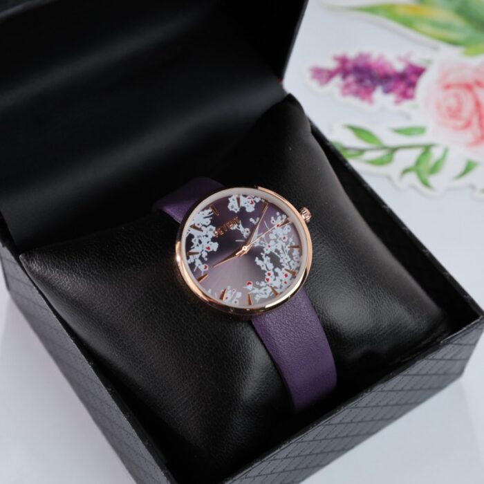 ⁦ساعه FEYERT ستاتي جلد لون بنفسجي⁩ - الصورة ⁦3⁩