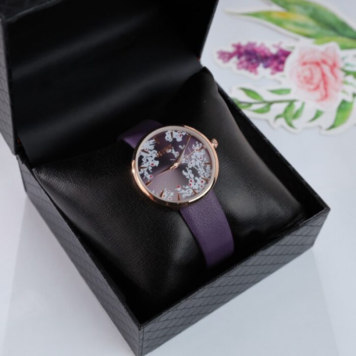 ⁦ساعه FEYERT ستاتي جلد لون بنفسجي⁩ - الصورة ⁦4⁩