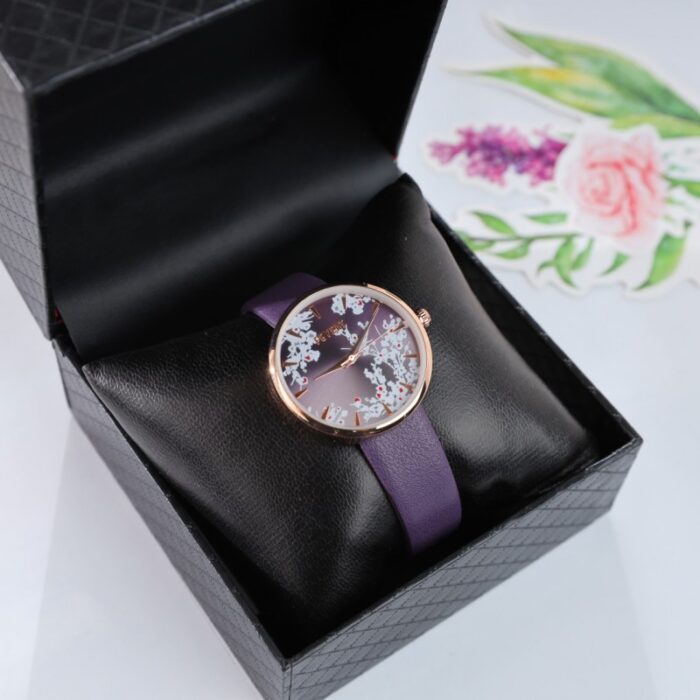 ⁦ساعه FEYERT ستاتي جلد لون بنفسجي⁩ - الصورة ⁦5⁩