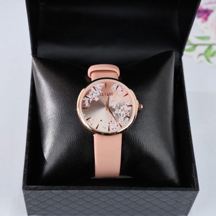 ⁦ساعه FEYERT ستاتي جلد لون زهري⁩ - الصورة ⁦3⁩