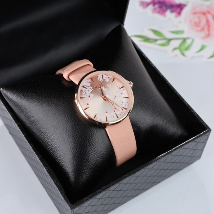 ⁦ساعه FEYERT ستاتي جلد لون زهري⁩ - الصورة ⁦4⁩