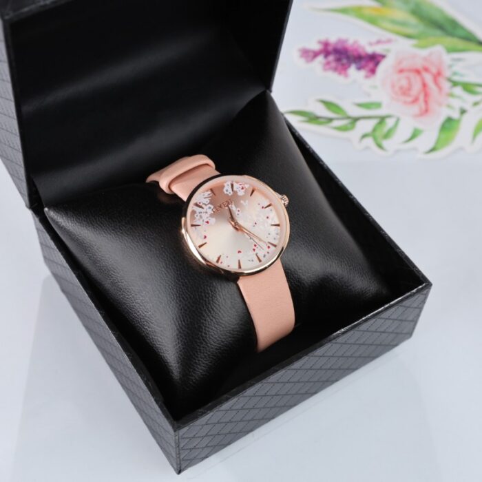 ⁦ساعه FEYERT ستاتي جلد لون زهري⁩ - الصورة ⁦5⁩