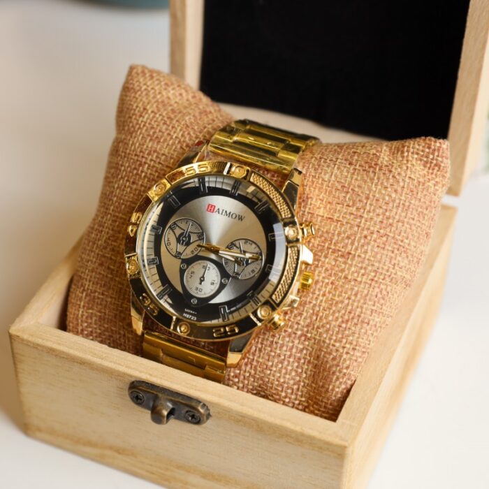 ⁦ساعات Aaimow رجال-دائري لون ذهبي- ابيض⁩ - الصورة ⁦2⁩