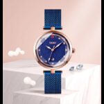 ساعة يد كوارتز ستانلس من skmei للنساء لون أزرق