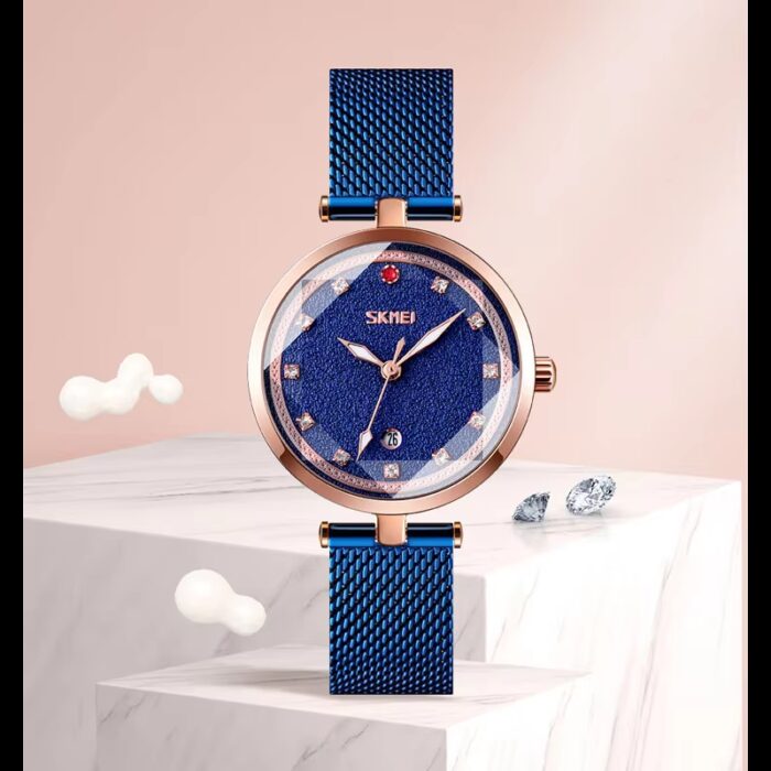 1033752474_67fad00b73956 ساعة يد كوارتز ستانلس من skmei للنساء لون أزرق - الصورة 1