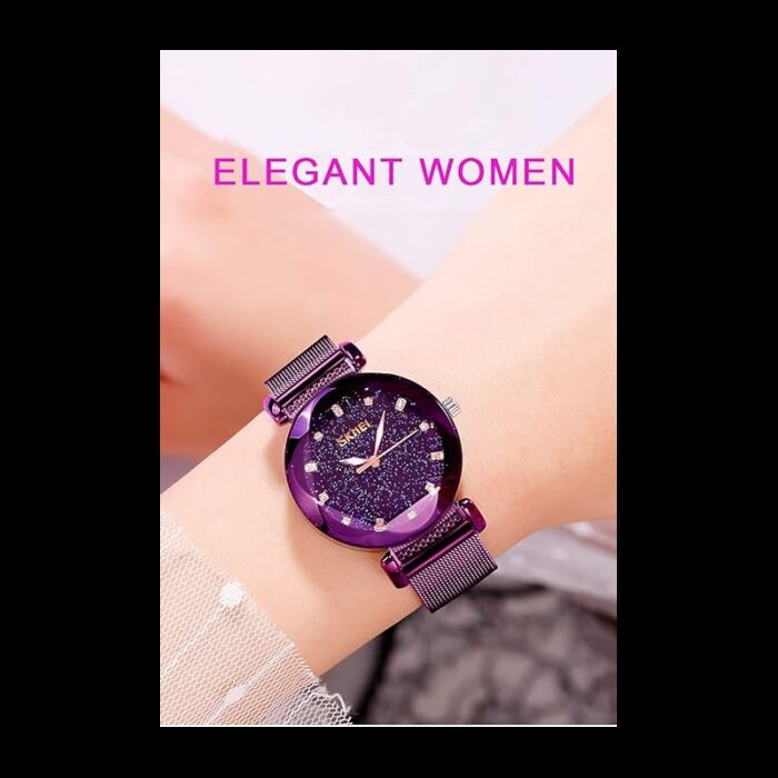 ⁦ساعة يد كوارتز ستانلس من skmei للنساء لون بنفسجي⁩ - الصورة ⁦2⁩