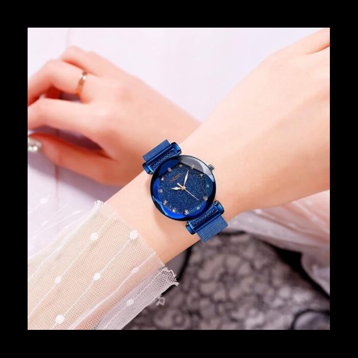 ⁦ساعة يد كوارتز ستانلس من skmei للنساء لون أزرق⁩ - الصورة ⁦2⁩