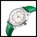 ساعة يد كوارتز جلد من skmei للنساء لون أخضر