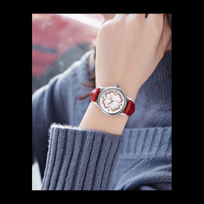 ⁦ساعة يد كوارتز جلد من skmei للنساء لون أحمر⁩ - الصورة ⁦3⁩