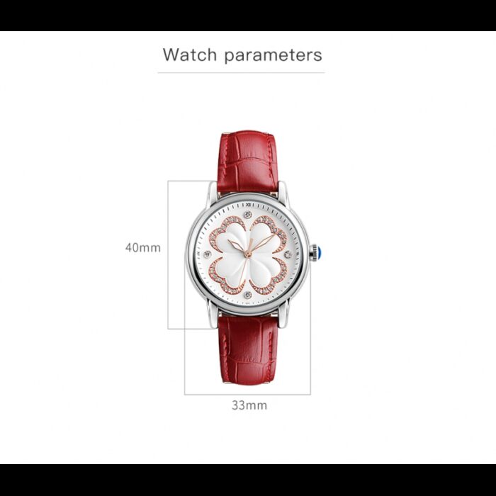 ⁦ساعة يد كوارتز جلد من skmei للنساء لون أحمر⁩ - الصورة ⁦7⁩