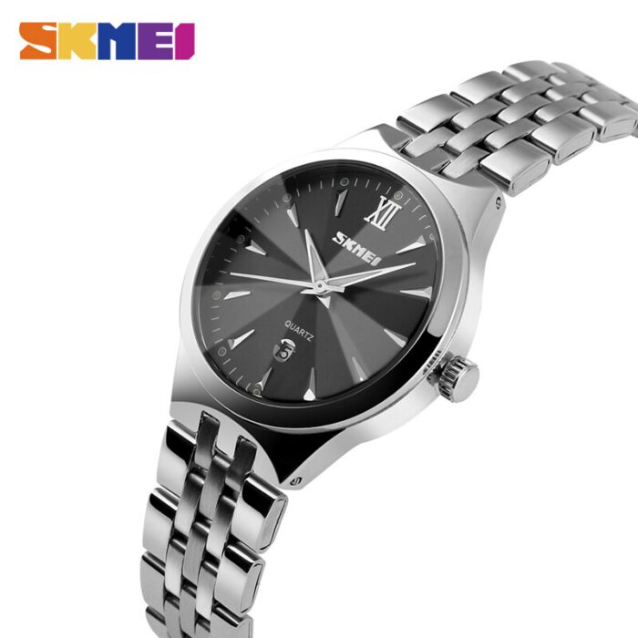 ⁦ساعة يد كوارتز ستانلس من skmei للنساء لون فضي⁩ - الصورة ⁦2⁩