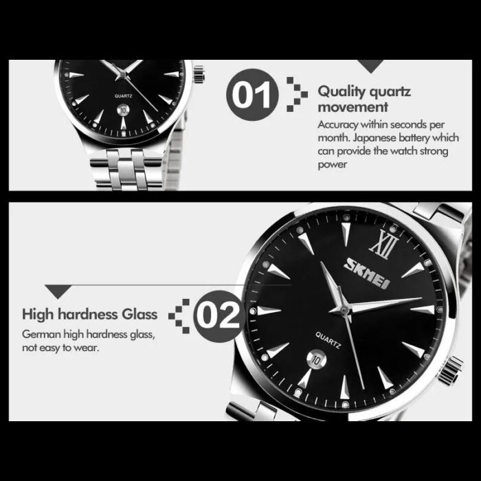 ⁦ساعة يد كوارتز ستانلس من skmei للنساء لون فضي⁩ - الصورة ⁦4⁩