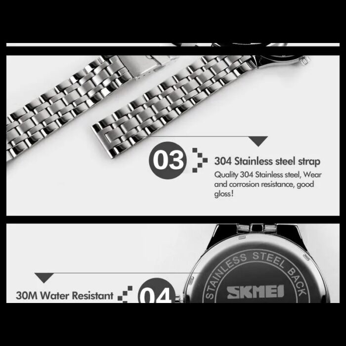 ⁦ساعة يد كوارتز ستانلس من skmei للنساء لون فضي⁩ - الصورة ⁦5⁩