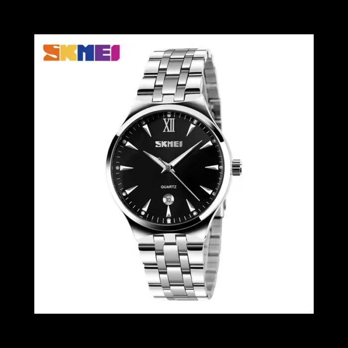 ⁦ساعة يد كوارتز ستانلس من skmei للنساء لون فضي⁩ - الصورة ⁦6⁩