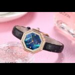 ساعة يد كوارتز جلد من MINI FOCUS للنساء لون أسود