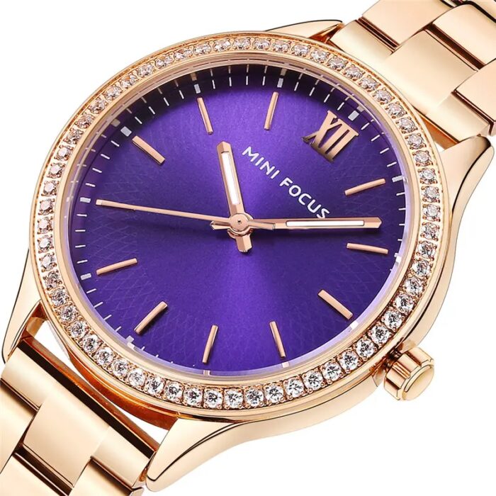 ⁦ساعة يد كوارتز ستانلس من MINI FOCUS للنساء لون ذهبي⁩ - الصورة ⁦4⁩