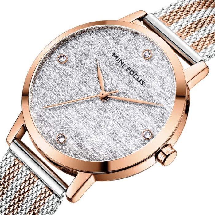 ⁦ساعة يد كوارتز ستانلس من MINI FOCUS للنساء لون ذهبي⁩ - الصورة ⁦2⁩