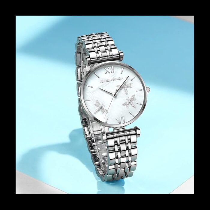 ⁦ساعة يد كوارتز ستانلس من Hannah Martin للنساء لون فضي⁩ - الصورة ⁦5⁩