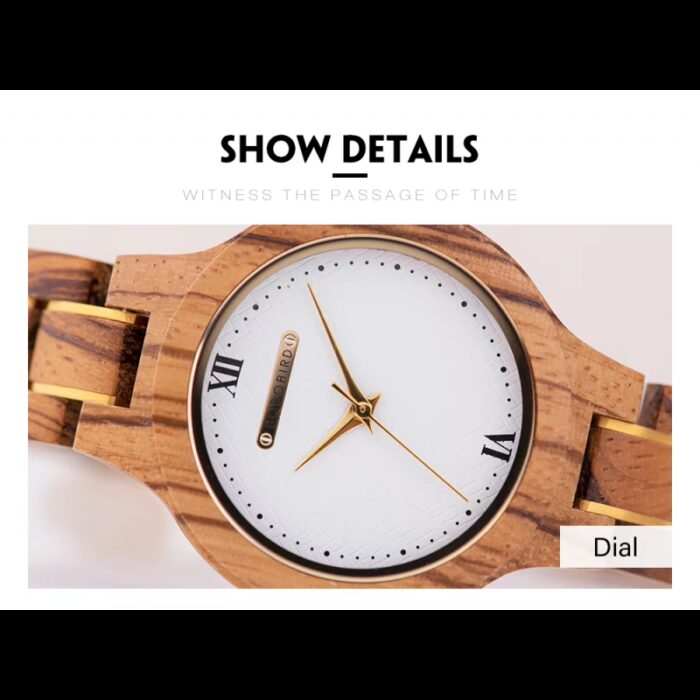 ⁦ساعة يد عقارب خشبي للنساء لون خشبي فاتح⁩ - الصورة ⁦4⁩