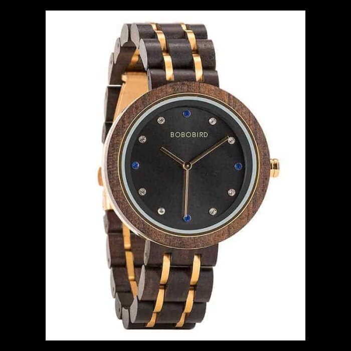 ⁦ساعة يد عقارب خشبي للنساء لون خشبي غامق⁩ - الصورة ⁦10⁩