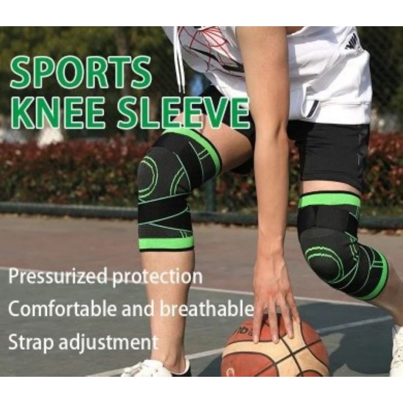 ⁦مشد ركبة مع أشرطة قابلة للتعديل - يوفر الضغط والحماية  لتحسين الأداء ومنع الإصابات - يمكن ارتداؤه أثناء الجري وفي أي وقت ومكان - مقاس Large - لون  أسود⁩ - الصورة ⁦1⁩