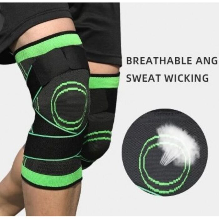 ⁦مشد ركبة مع أشرطة قابلة للتعديل - يوفر الضغط والحماية  لتحسين الأداء ومنع الإصابات - يمكن ارتداؤه أثناء الجري وفي أي وقت ومكان - مقاس Large - لون  أسود⁩ - الصورة ⁦2⁩