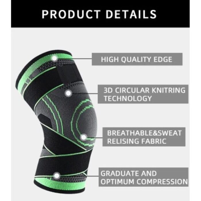 ⁦مشد ركبة مع أشرطة قابلة للتعديل - يوفر الضغط والحماية  لتحسين الأداء ومنع الإصابات - يمكن ارتداؤه أثناء الجري وفي أي وقت ومكان - مقاس Large - لون  أسود⁩ - الصورة ⁦3⁩
