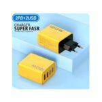 ⁦عظمة شحن سريع مدخلين USB  ومدخلين Type C  بقوة 120 واط متوافق مع هواتف  شاومي، هواوي، وأيفون 14 و15⁩ - الصورة ⁦2⁩