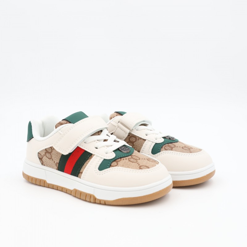 ⁦حذاء للأطفال لون بيج ونعل أبيض⁩ - الصورة ⁦1⁩