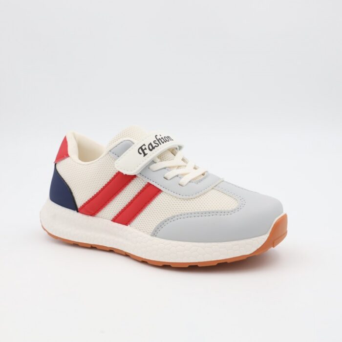 ⁦حذاء للأطفال لون أبيض وكحلي ورمادي و أحمر⁩ - الصورة ⁦2⁩