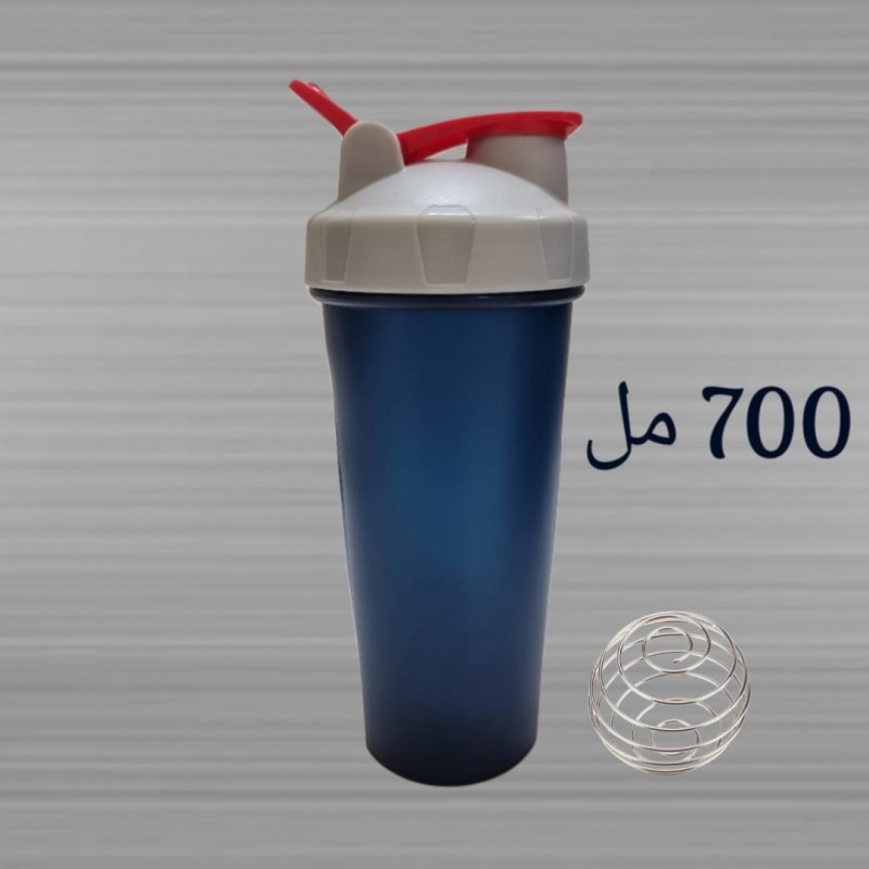 ⁦شيكر بروتين بلاستيك PP لون كحلي وسكني حجم 700 مل⁩ - الصورة ⁦1⁩