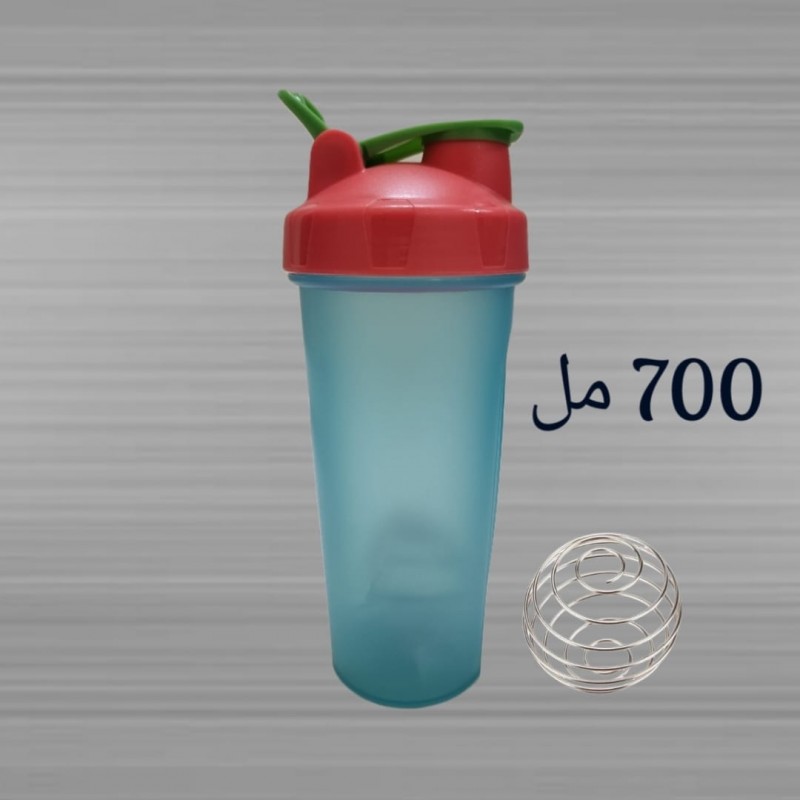 ⁦شيكر بروتين بلاستيك PP لون تركواز وبطيخي حجم 700 مل⁩ - الصورة ⁦1⁩