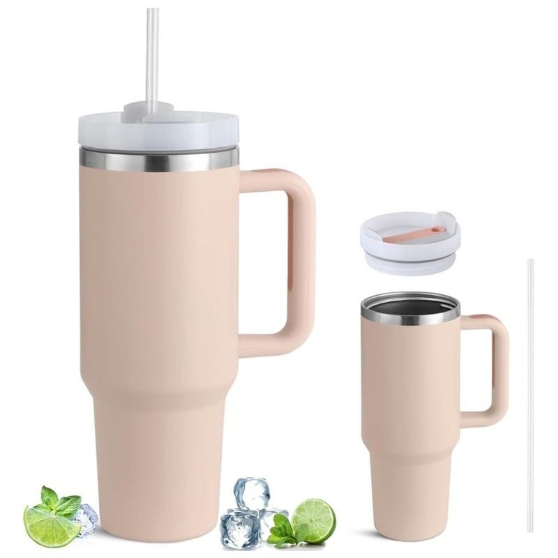 ⁦كاسة ستانلس ستيل المعزوله ( Stanley )حجم 900 مل لون زهري فاتح (بيتش)⁩ - الصورة ⁦1⁩