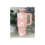 ⁦كاسة ستانلس ستيل المعزوله (Stanley) حجم 900 مل لون مزخرف زهري⁩ - الصورة ⁦3⁩