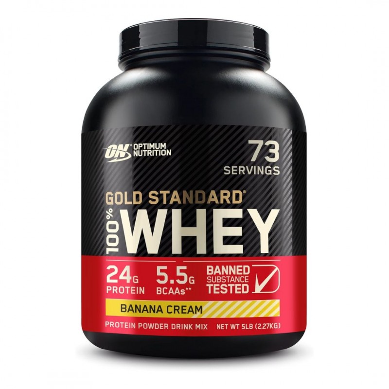 ⁦Optimum Nutrition Gold Standard 100% Whey Protein Powder Banana Cream 5 LB ( 2.27kg )⁩ - الصورة ⁦1⁩