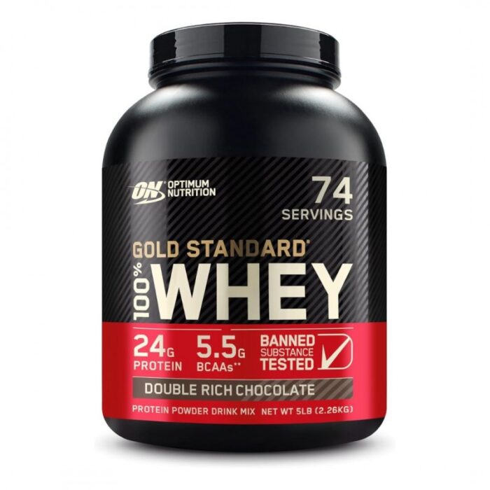 ⁦Optimum Nutrition Gold Standard 100% Whey Protein Powder Double Rich Chocolate 5 LB ( 2.27kg )⁩ - الصورة ⁦1⁩