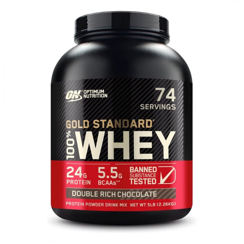 ⁦Optimum Nutrition Gold Standard 100% Whey Protein Powder Double Rich Chocolate 5 LB ( 2.27kg )⁩ - الصورة ⁦1⁩