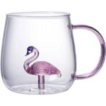 ⁦كاسة زجاج بتصميم بطة لون زهري⁩ - الصورة ⁦2⁩