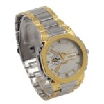 ساعة رياضية أنالوج كوارتز ميناء اسود للرجال لون فضي وذهبي