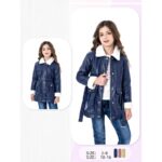 سترة بناتي جلد مبطن ثقيلة لون كحلي