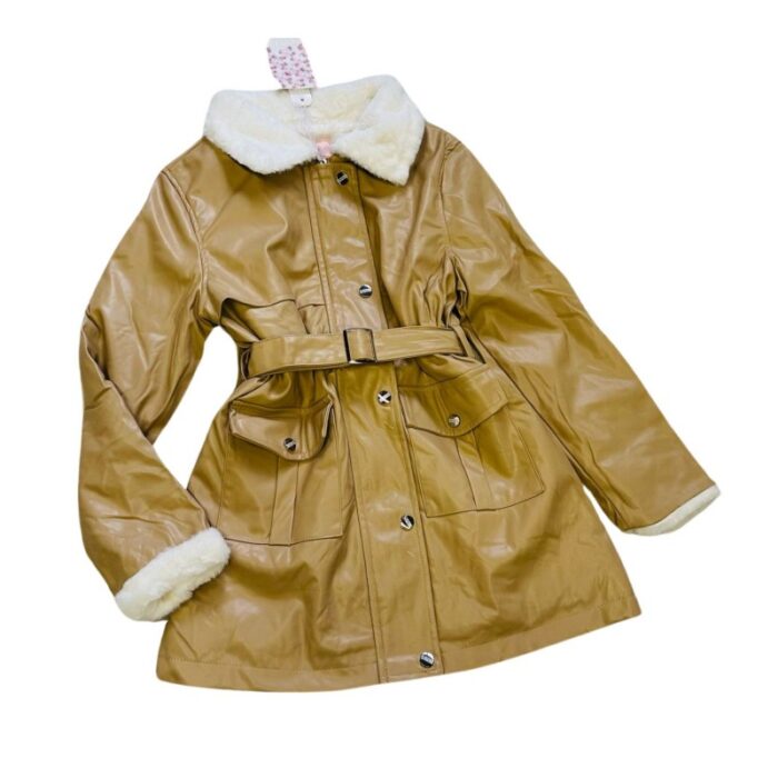 103378032_67fad922c18e2 سترة بناتي جلد مبطن ثقيلة لون بيج - الصورة 1