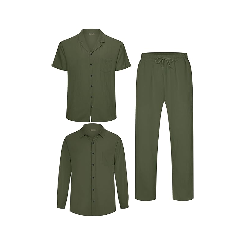 ⁦طقم رجالي عملي 3 قطع لون زيتي⁩ - الصورة ⁦1⁩