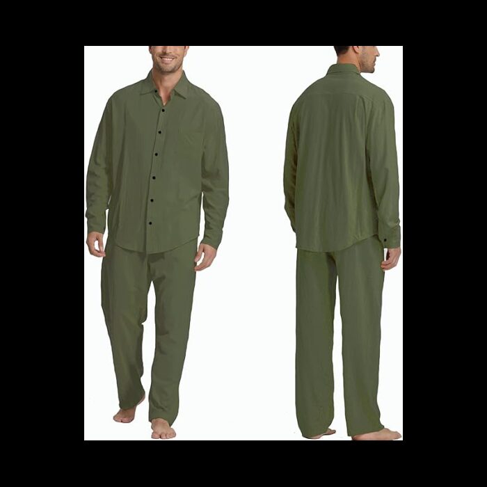 ⁦طقم رجالي عملي 3 قطع لون زيتي⁩ - الصورة ⁦2⁩