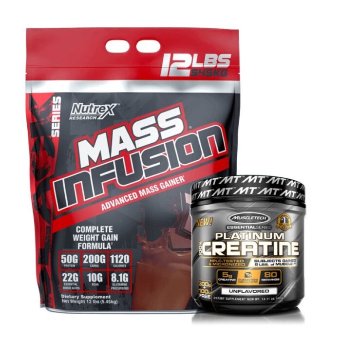 103378832_67fadabc7bbed Nutrex Research Mass Infusion 5.45Kg Choclate Flavor + Muscletech Platinum 100% Creatine 300G + هدية كاسة - الصورة 1
